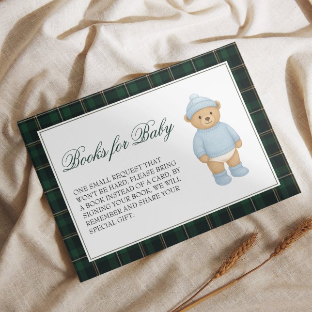 Preppy Bear Baby Shower Books for Baby Enclosure Card (Creator Uploaded)