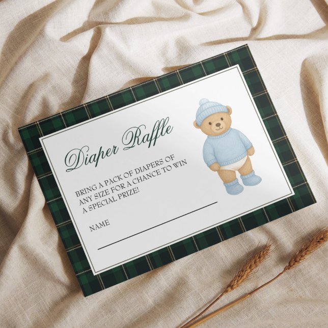 Preppy Bear Baby Shower Diaper Raffle Enclosure Card (Creator Uploaded)