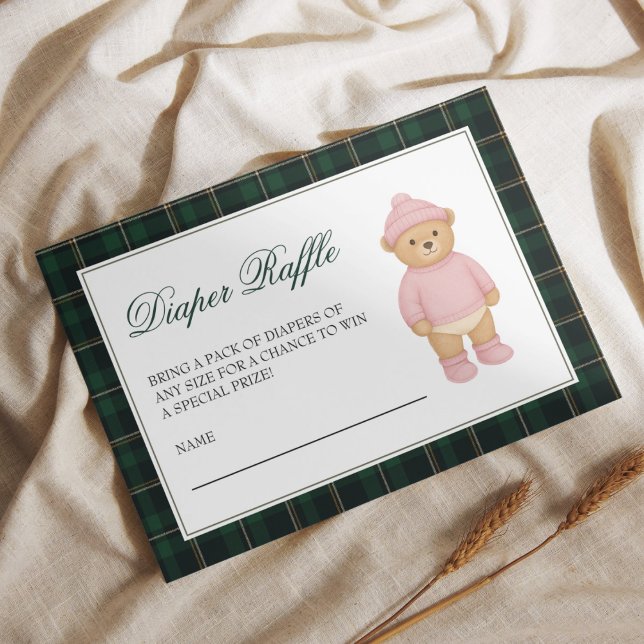 Preppy Bear Baby Shower Diaper Raffle Enclosure Card (Creator Uploaded)