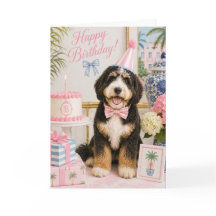 Preppy Bernedoodle Birthday Card