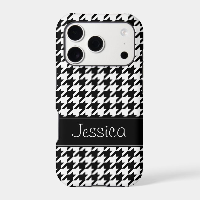 Preppy Black and White Houndstooth Personalised (Back)