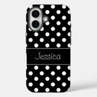 Preppy Black and White Polka Dots Personalised