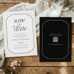 Preppy Black and White Stripes Wedding Save The Date