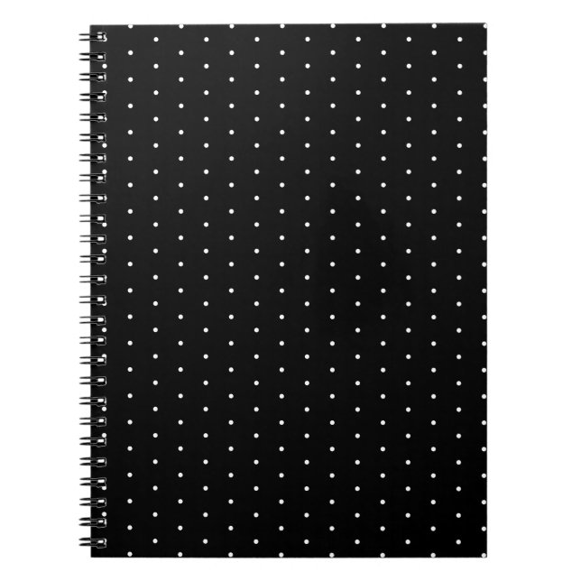  Preppy Black and White Tiny Polka Dots Pattern Notebook (Front)