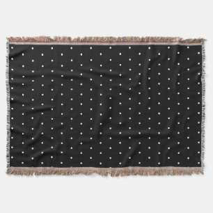 Preppy Black and White Tiny Polka Dots Pattern Throw Blanket