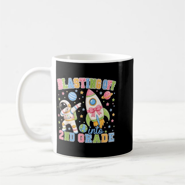 Preppy Blast Off Into 2nd Grade First Day Second Coffee Mug (Left)