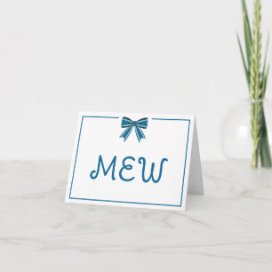 Preppy Blue and White Bow Monogram Note Card