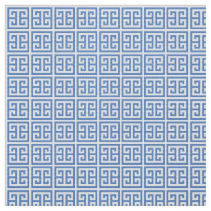 Preppy Blue And White Custom Colour Greek Key Fabric