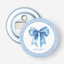 Preppy Blue and White Gingham and Bow