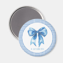 Preppy Blue and White Gingham and Bow