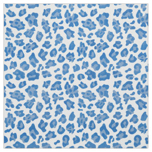 Preppy Blue And White Leopard Print Pattern Fabric