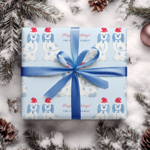 Preppy Blue And White Staffordshire Dogs Christmas Wrapping Paper