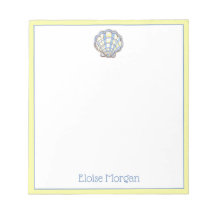 Preppy Blue and Yellow Plaid Scallop Seashell