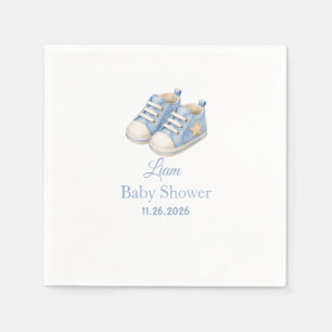 Preppy Blue Booties Design Baby Shower Napkin