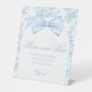 Preppy Blue Bow Tie Mimosa Mum-osa bar Baby Shower Pedestal Sign