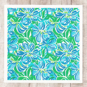 Preppy Blue Floral / Elegant Flower Party Napkin