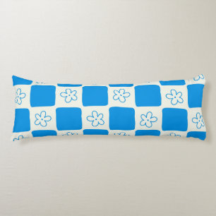 Preppy Blue Flower Chequered Pattern Body Cushion