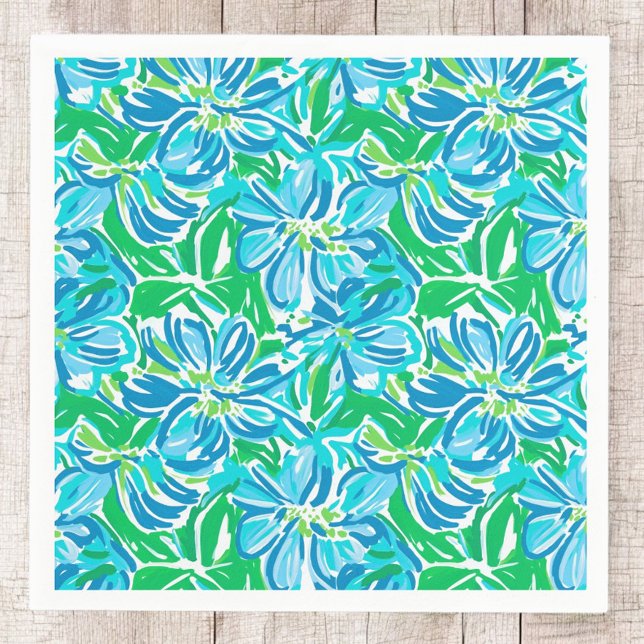 Preppy Blue Flowers Napkin (Creator Uploaded)