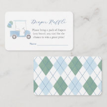 Preppy Blue Golf Cart Diaper Raffle Baby Shower