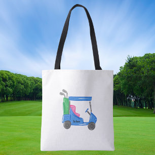 Preppy Blue Golf Cart Personalised Tote Bag