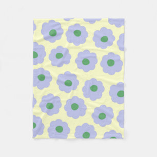 Preppy Blue Green Cute Hippie Flower Pattern Fleece Blanket