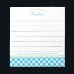 Preppy Blue & Green Script Gingham Lined Notepad<br><div class="desc">This design features a gingham pattern in preppy blue and green with lines for writing. The collection of coordinating products is available in our shop, zazzle.com/store/doodlelulu. Contact us if you need this design applied to a specific product to create your own unique matching item or gift! Thank you so much...</div>