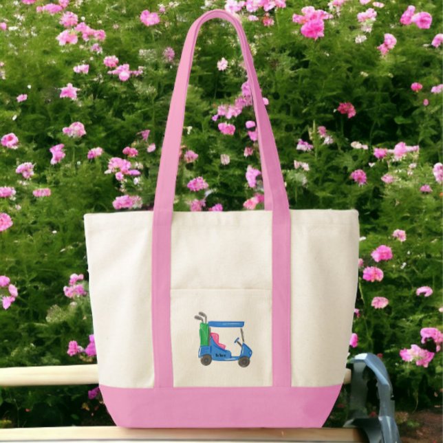 Preppy Blue Personalised Golf Cart Tote Bag (Creator Uploaded)