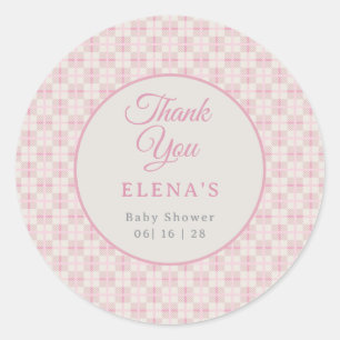 Preppy Blue Plaid Baby Shower  Classic Round Sticker