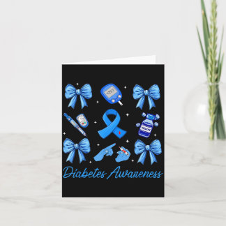 Preppy Blue Ribbon Coquette Bow Diabetes Awareness Card