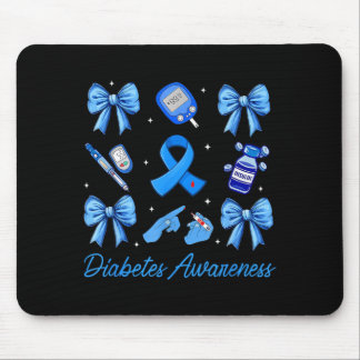 Preppy Blue Ribbon Coquette Bow Diabetes Awareness Mouse Pad