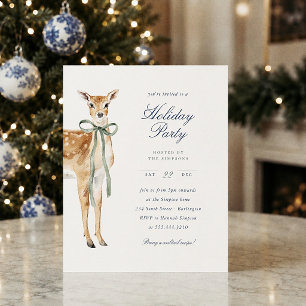 Preppy Blue Stripe Deer Budget Christmas Party