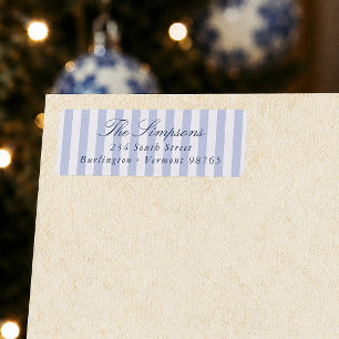 Preppy Blue Stripe Return Address