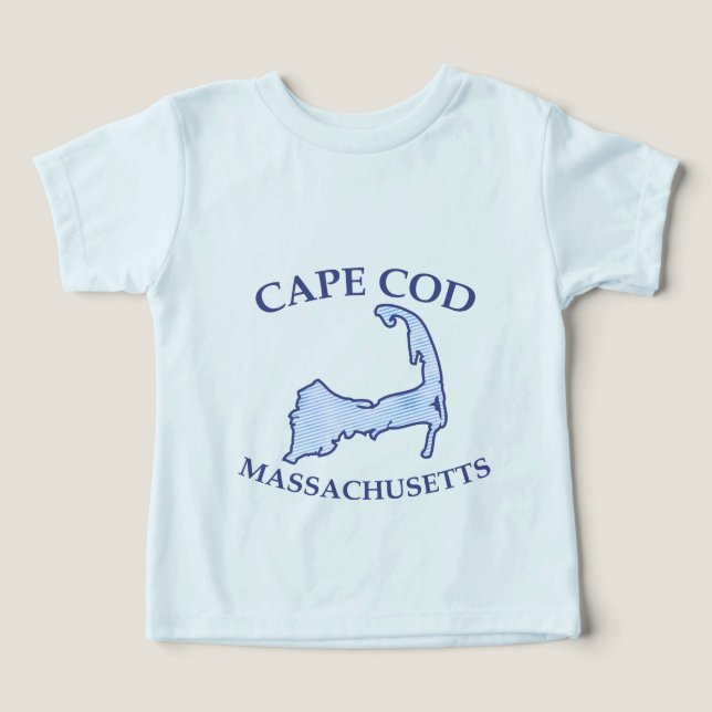 Preppy Blue Striped Cape Cod Silhouette Tri-Blend (Design Front)