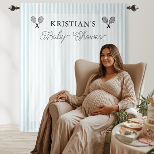 Preppy Blue Tennis Theme Baby Shower Backdrop Tapestry
