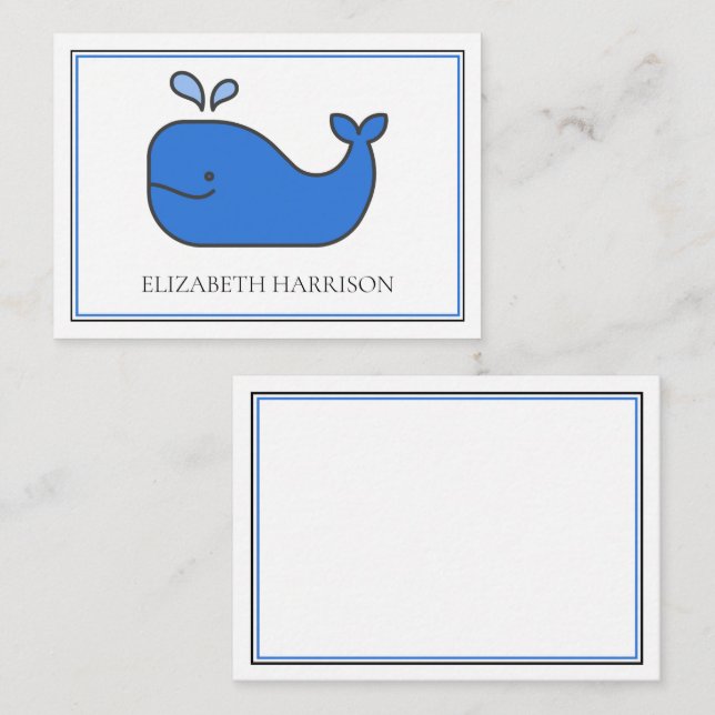 Preppy Blue Whale Personalised Card (Front/Back)