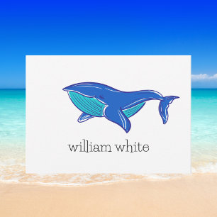 Preppy Blue Whale Personalised Card