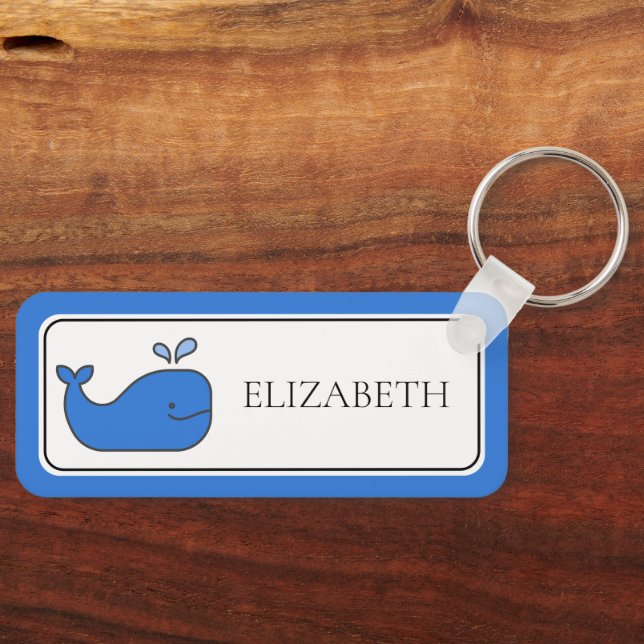 Preppy Blue Whale Personalised Key Ring (Front)