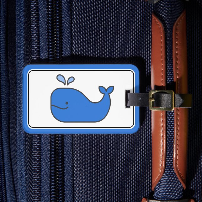 Preppy Blue Whale Personalised Luggage Tag (Front Insitu 4)