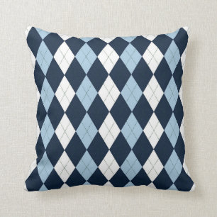 Preppy Blue & White Argyle Pillow