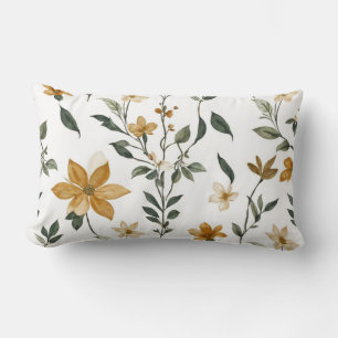 Preppy Boho Floral Vines and Petal Pattern Pillow