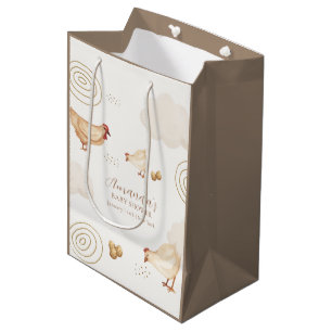 Preppy Boho Little Chick Hatching Soon Baby Shower Medium Gift Bag