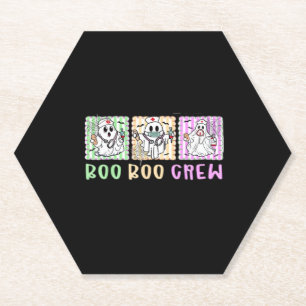 Preppy Boo Crew Nurse Halloween Costume Women Men  Paper Coaster