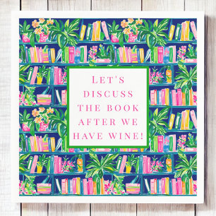 Preppy Book Club Funny Wine Navy Napkin