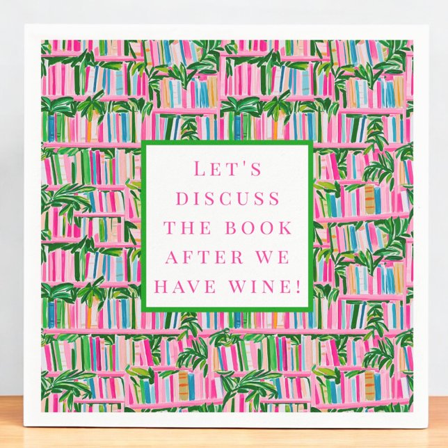 Preppy Book Club Funny Wine Pink Napkin (Creator Uploaded)