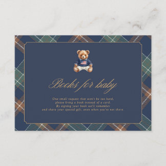 Preppy Books for Baby Card Teddy Bear Plaid 3.5x5