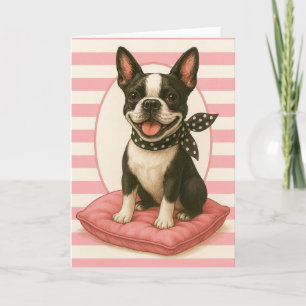 Preppy Boston Terrier Card