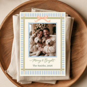 Preppy Bow Photo Christmas Holiday Card