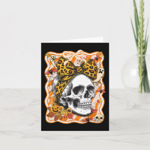 Preppy Bow Skull Halloween Spooky Season Womens Gi Card