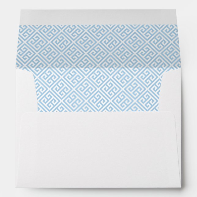 Preppy Boxwood Bunny Spring Blue Boy Baby Shower Envelope (Back (Bottom))