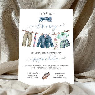 Preppy Boy clothesline Baby Shower Invitation